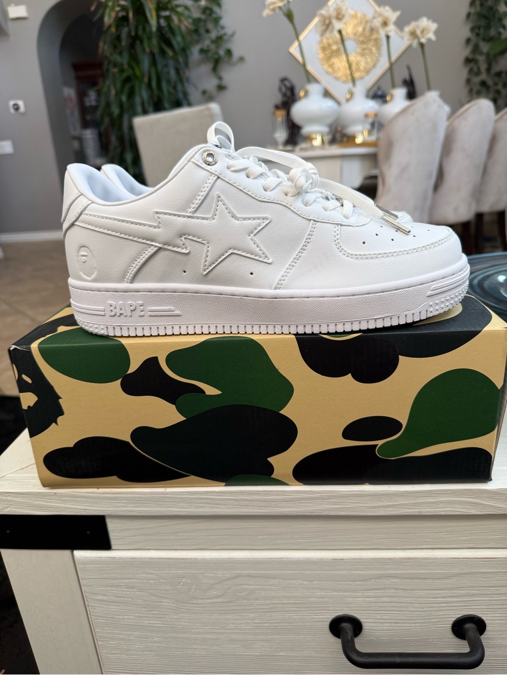 All White Bapesta Sneakers